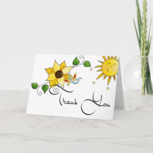 Carte de remerciements des libellules de tournesol (Devant)