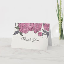 Carte de remerciements des pivoines vintages