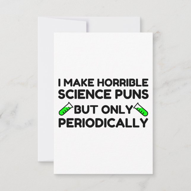 CARTE DE REMERCIEMENTS DES PUNS SCIENTIFIQUES HORRIBLES PÉRIODIQUEMENT (Devant)