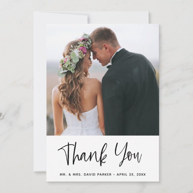 Carte De Remerciements Des souhaits simples| Mariage (Devant)