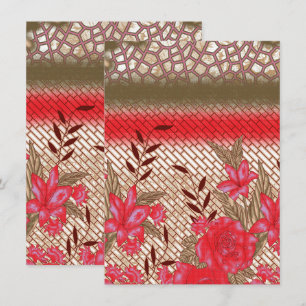 Carte De Remerciements Design de tissu complexe avec motifs floraux