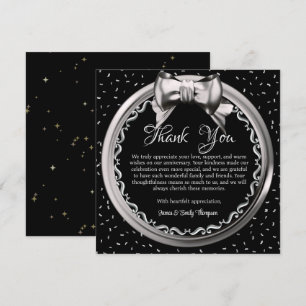 Carte De Remerciements Design élégant argent et noir pour anniversaire de
