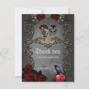 Carte De Remerciements Design gothique avec crânes cool
