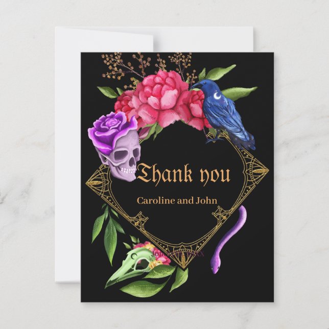 Carte De Remerciements Design mariage mystique et romantique (Devant)