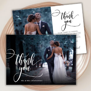 Carte De Remerciements Design moderne Calligraphie Script 2 Mariage photo