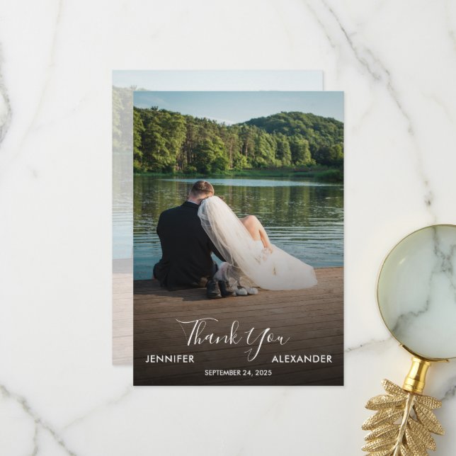 Carte De Remerciements Design your own photo Thank you Wedding card (Devant/Arrière en situation)