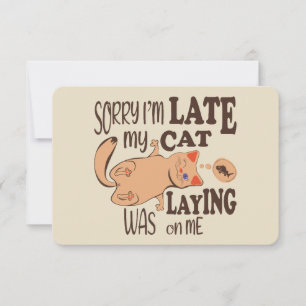 Carte De Remerciements Désolé je suis en retard mon chat était allongé su