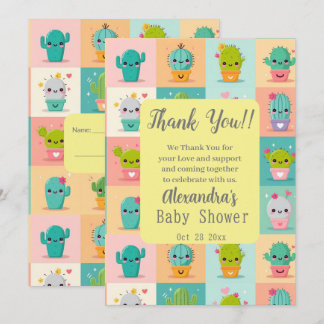 Carte De Remerciements Dessert cactus & Succulent Cute Kawaii Baby shower