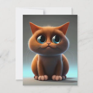 Carte De Remerciements dessin animé illustration d'un chat mignon