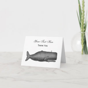 Carte De Remerciements Dessin de baleine vintage du 19e siècle N