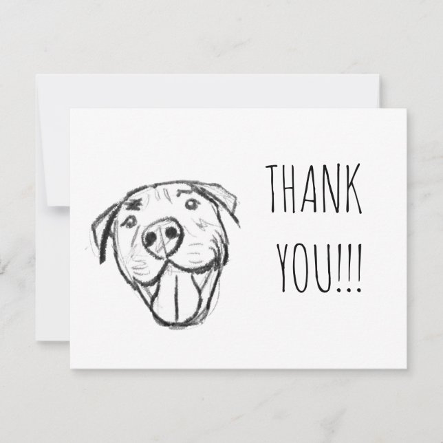 Carte De Remerciements dessin de bulle simple amoureux de les chiens noir (Devant)