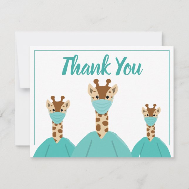Carte De Remerciements Dessin de Girafe, infirmière-Merci Médicale (Devant)