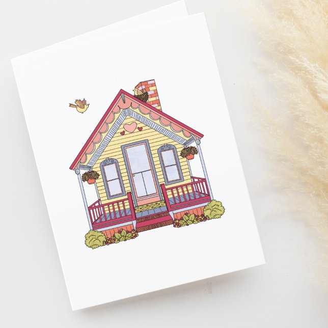 Carte De Remerciements Dessin de maison mignonne vide (Créateur téléchargé)