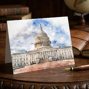 Carte De Remerciements Dessin pastel du Capitole des États-Unis Washingto