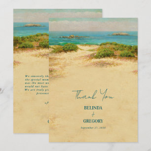 Carte De Remerciements Destination de mariage de plage côtière à l'aquare