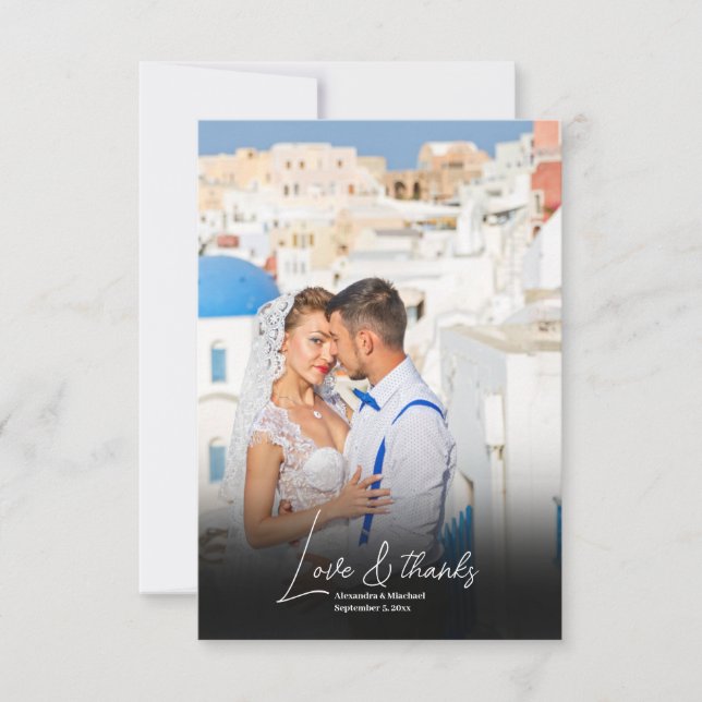 Carte De Remerciements Destination Grèce Santorini Mariage photo (Devant)