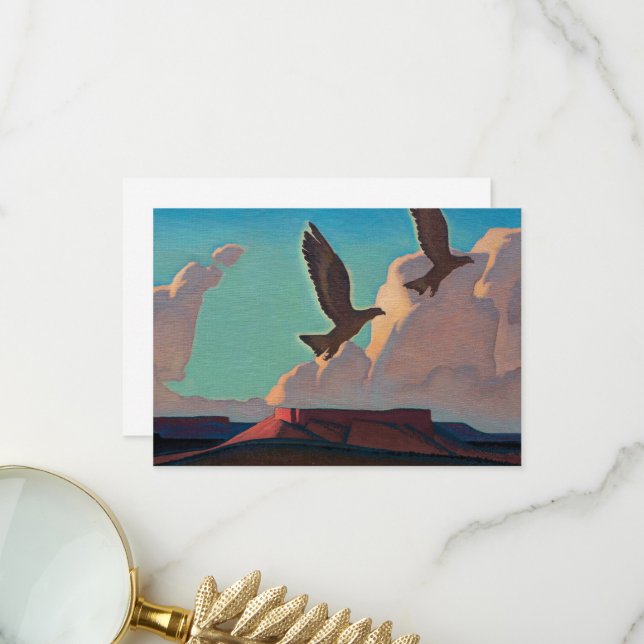 Carte De Remerciements Deux aigles par Maynard Dixon (Devant/Arrière en situation)