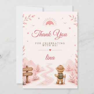 Carte De Remerciements Deux anniversaires rose sauvage boho