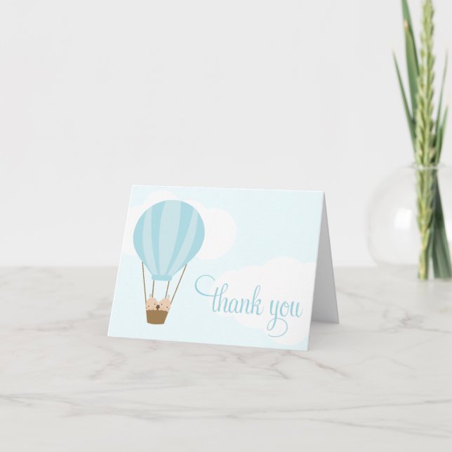 Carte De Remerciements Deux bébés garçons dans un ballon (Devant)