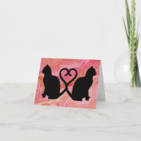 Deux chats - Tails cardiaques sur marbre rose
