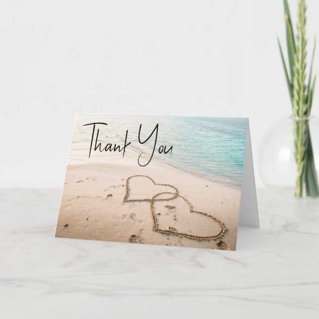 Carte De Remerciements Deux coeurs dans le Mariage de sable (Devant)
