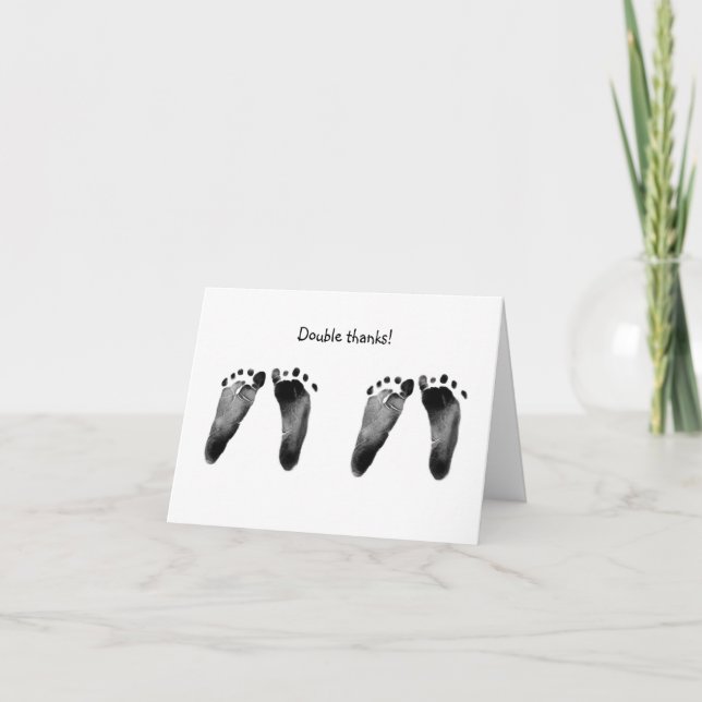 Carte De Remerciements deux empreintes de bébé-merci (Devant)
