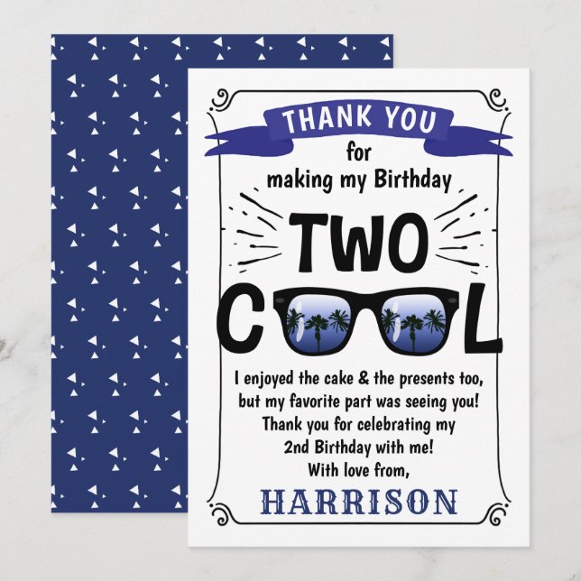 Carte De Remerciements Deux garçons Cool 2e anniversaire (Devant / Derrière)