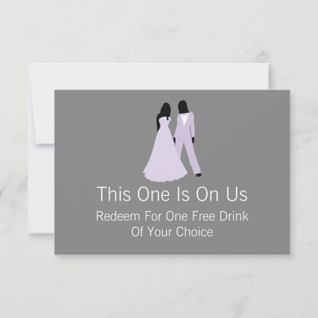 Carte De Remerciements Deux mariées Boire gratuitement sur nous (Lilac et (Devant)