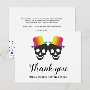 Carte De Remerciements Deux mariés et confetti gay mariage