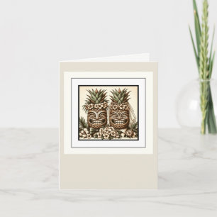 Carte De Remerciements Deux mariés Tête de Tiki d'ananas gay Mariage Rétr