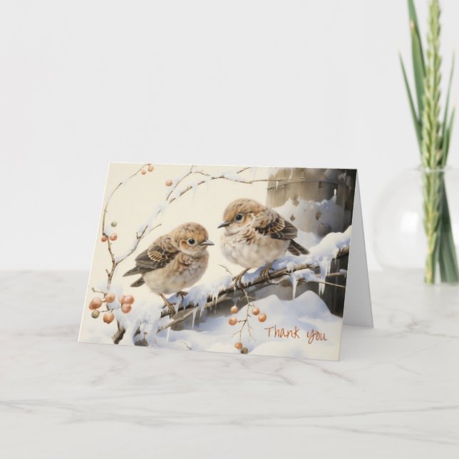 Carte De Remerciements Deux Oiseaux, ton texte (Devant)