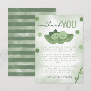 Carte De Remerciements Deux petits pois dans un Baby shower de pod jumeau