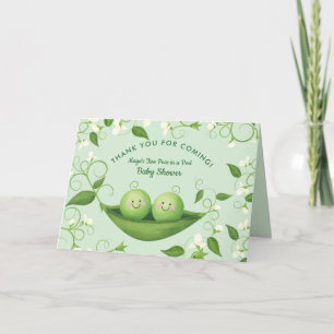 Carte De Remerciements Deux pois dans un Baby shower de pois