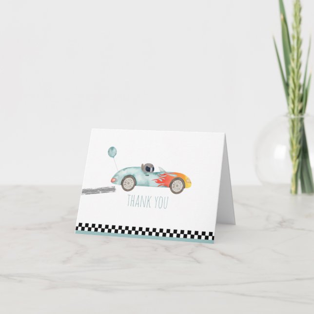 Carte De Remerciements Deux voitures de course rapide anniversaire (Devant)