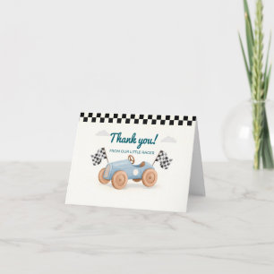 Carte De Remerciements Deux voitures de course rapides Garçon 2ème Annive