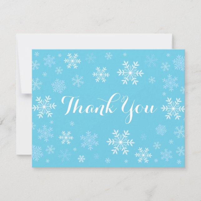 Carte de remerciements d'hiver Blue Snowflakes (Devant)