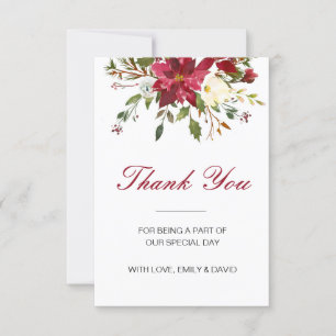 Carte de remerciements d'hiver de Noël, Mariage Ca