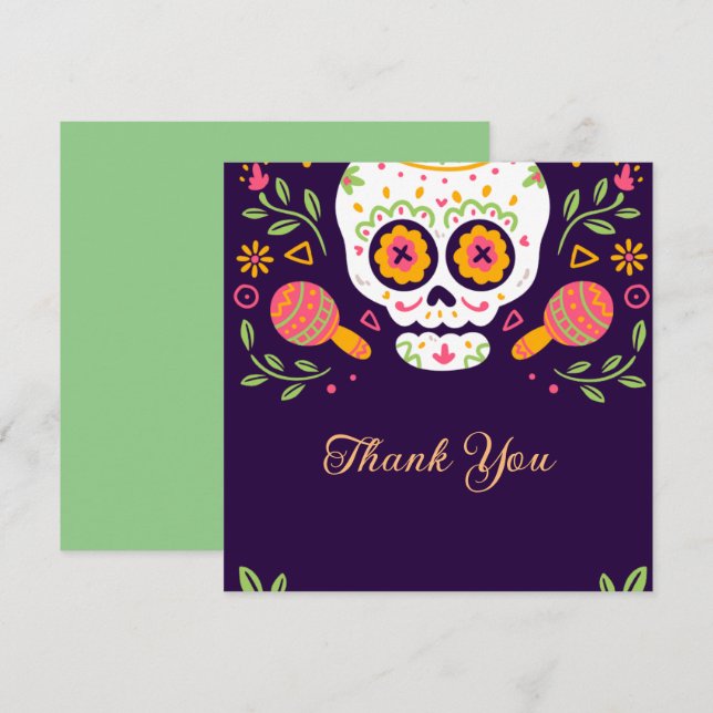 Carte De Remerciements Dia De Los Muertos (Devant / Derrière)