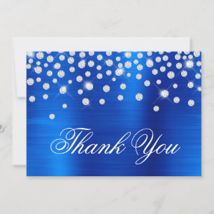 Carte De Remerciements Diamant Confetti Royal Blue Satin Gradient Phuile