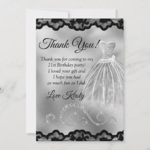 Carte De Remerciements Diamants Chic Silver Foil N'importe quel âge Anniv