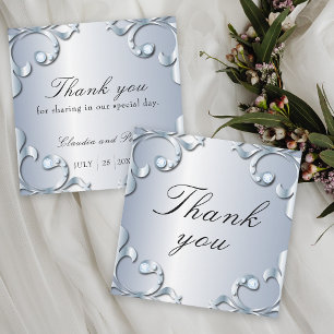 Carte De Remerciements Diamants en Platine Mariage classique élégant
