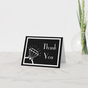 Carte De Remerciements Diamond Ring Silhouette Thank You (Black / White)