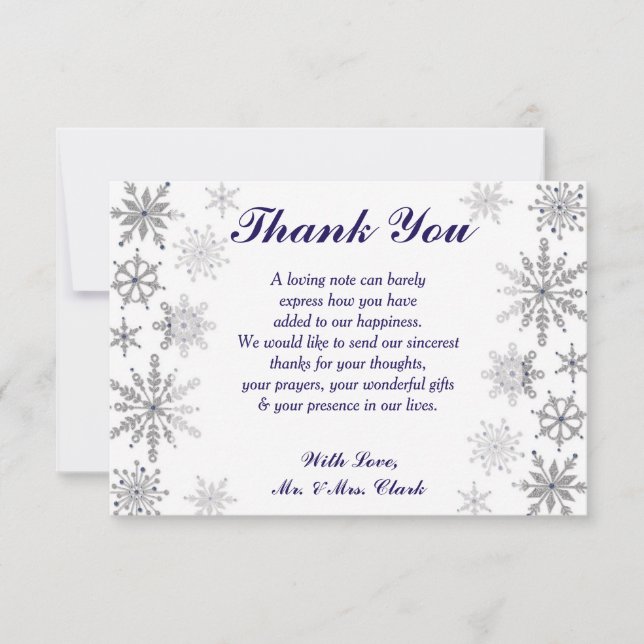 Carte de remerciements Diamond Snowflakes (Devant)