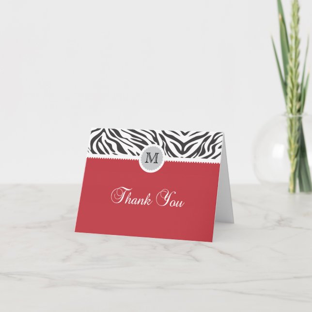 Carte de remerciements d'impression Red Zebra (Devant)