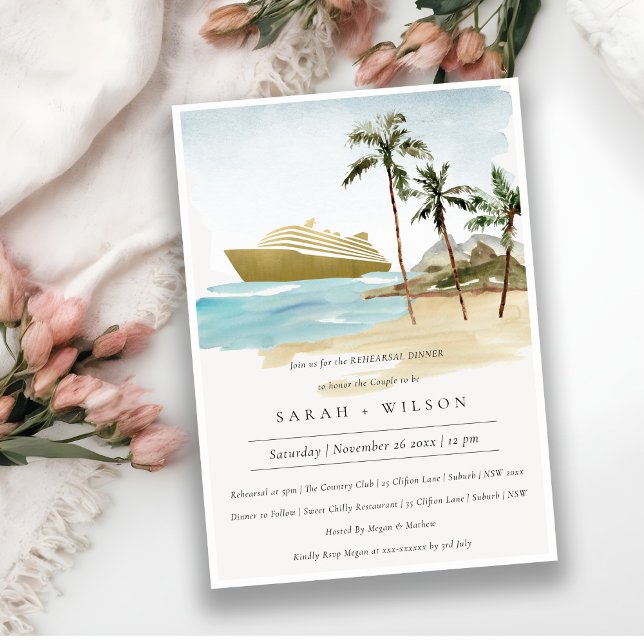 Carte De Remerciements Dîner de répétition de croisière sur la mer tropic (Créateur téléchargé)