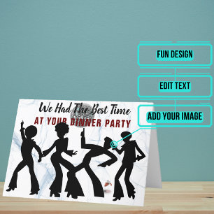 Carte De Remerciements Diner Fête Disco Design Vin Spacieux