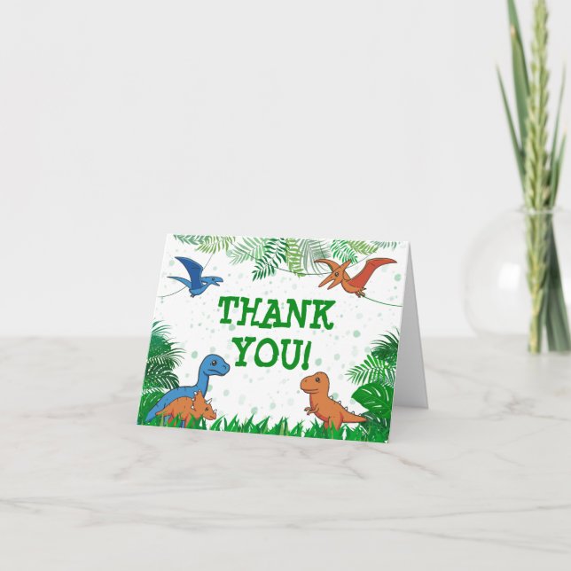 Carte De Remerciements Dinosaur Anniversaire de enfant Dino Trex Boy Jura (Devant)