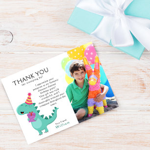 Carte De Remerciements Dinosaur Anniversaire Photo Party Custom