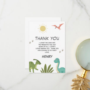 Carte De Remerciements Dinosaur fête d'anniversaire