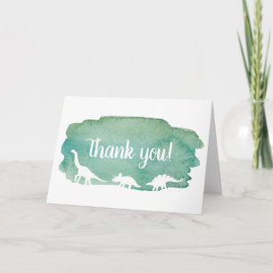 Carte de remerciements Dinosaure Aquarelle Verte